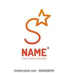 Star and letter S. Vector logo design. Business concept icon.
