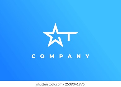 star and letter t modern tech logo