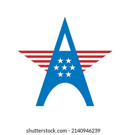star with letter a vector icon