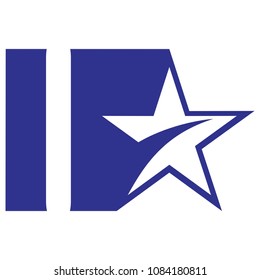 i and star letter vector logo