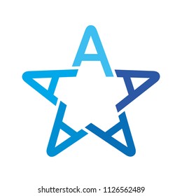 star and letter A vector logo.