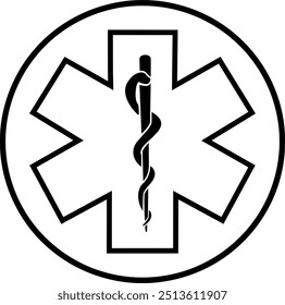 Logotipo médico de la ambulancia de la estrella de la vida, símbolo médico del contorno de la emergencia, icono del EMT de la estrella de la vida. Fármacos Muestra de farmacia, ilustración de stock
#02