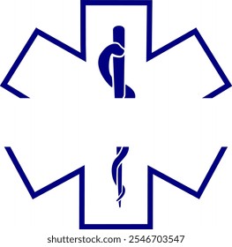 Star of Life Ambulance Medical Logo, Medical symbol of the Emergency, Star of Life EMT icon. Drugs Pharmacy sign,  stock illustration
