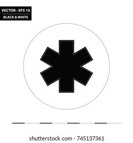 Star of life black and white flat icon. Vector Illustration.