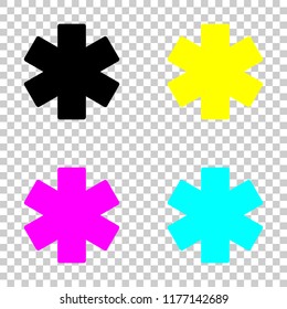 Star of life. Colored set of cmyk icons on transparent background