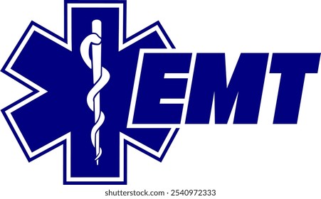 Logotipo médico de la ambulancia de la estrella de la vida EMT, símbolo médico de la emergencia, icono de la estrella de la vida EMT. Fármacos Muestra de farmacia, ilustración de stock