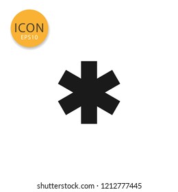 Star of life icon flat style in black color vector illustration on white background.