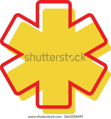 Star of Life icon representing emergency medical services (EMS), first responders, and healthcare rescue operations. Ideal for ambulance graphics, medical infographics, and healthcare safety designs