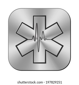 Star of Life icon - vector metal button