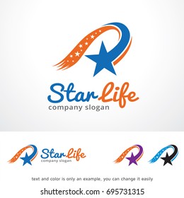 Star Life Logo Template Design Vector, Emblem, Design Concept, Creative Symbol or Icon