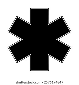 Star of Life Medical Logo, Ambulance logo, Pharmacy sign, Medical sign, Medical symbol, Star of Life Black