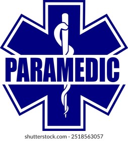 Star of Life Monongram Paramedic Ambulance Medical Logo, Medical symbol of the Emergency, Star of Life EMT icon. Drugs Pharmacy sign,  stock illustration