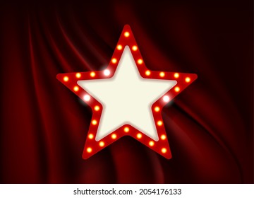 Star with light bulbs on the background of the scene. Vector illustration