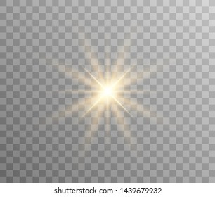 Star light effect exploded with sparkles. Light stars on a transparent background.