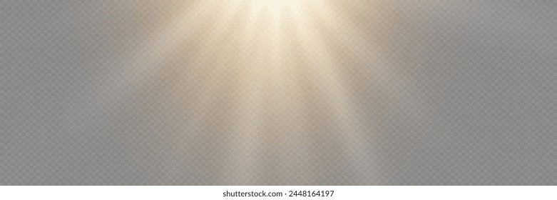 Star light effect. An explosion of rays with a glare on a transparent background.