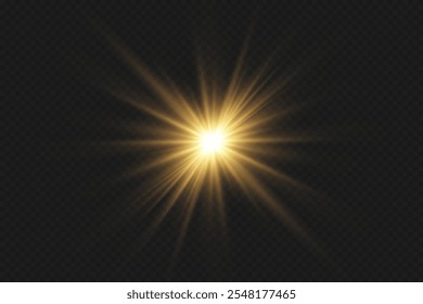 Star light effect, flash of light rays. On a transparent background.