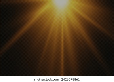 Star light effect. The light of the sun's rays. On a transparent background.	
