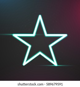 Star with light effects form a blue glowing frame on dark background. Vector design illustration