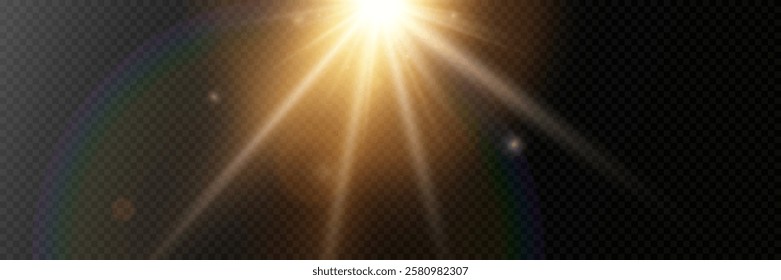 Star light explosion special effect. The glare of light rays and the lens.