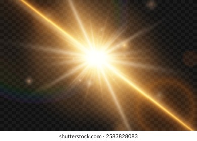 Star light explosion special effect. The glare of light rays and the lens.