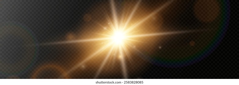 Star light explosion special effect. The glare of light rays and the lens.