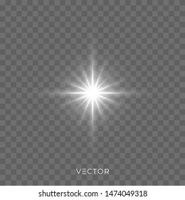 Star light flash, bright sparkle rays and Christmas shiny glitter. Vector starlight lens flare glow
