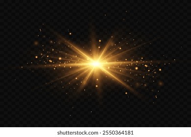 Star light flash, sparkling dust and light effect. On a transparent background.