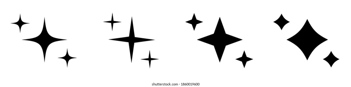 Conjunto de iconos de la luz de las estrellas. Icono de Estrella de calificación. Estrella de símbolos vectores aislada en fondo blanco. Estrellas de guijarros. Parkles, colección de ráfagas brillantes.