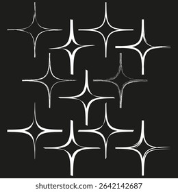 Star light icon. Sparkle vector symbol. Bright black background. Glowing shine shape.