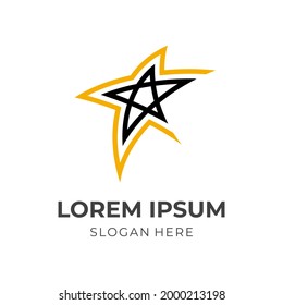 star light logo template with line black and yellow color style