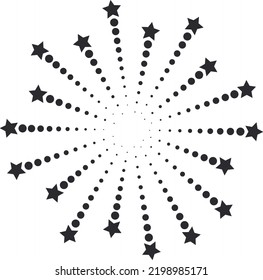 Sternenhimmel brannte um. Schwarzes Feuerwerk-Symbol