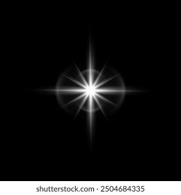 Star light sparkle. Flare effect realistic glow