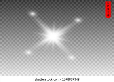 luz solar estrella iluminado con fondo transparente