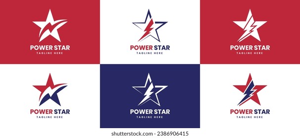 Star and Lightning bolt sign creative logo design collection simple minimal modern concept