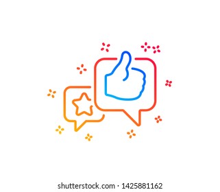 Star, like hand line icon. Feedback rating sign. Customer satisfaction symbol. Gradient design elements. Linear like icon. Random shapes. Vector