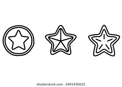 Star line art icon vector set. 