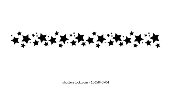 Star line divider silhouette. Simple vector illustration isolated on white background. Decorative design element, border, pattern, symbol.
