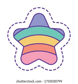 star line and fill style icon design, Cute patch expression emoticon and childhood theme Vector illustration
