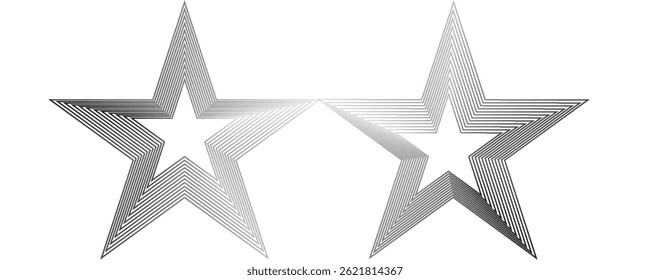 star line. Five stars rating symbols collection. Vector illustration.