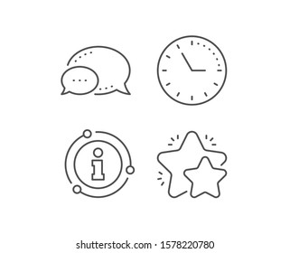 Star line icon. Chat bubble, info sign elements. Feedback rating sign. Customer satisfaction symbol. Linear star outline icon. Information bubble. Vector