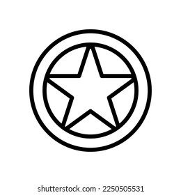 Star line icon. Circle, achievement, award, rating, leader, winner, sport, business, challenge, rank, top, professional. Competition concept. Vector black line icon on a white background