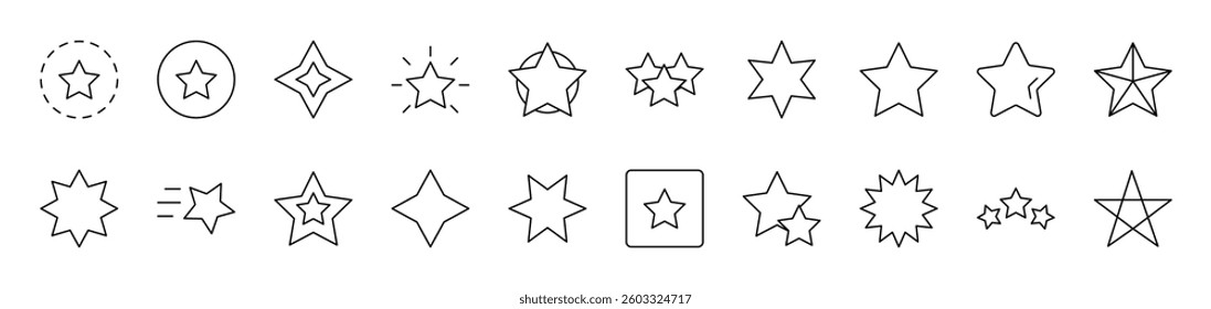 Star Line Icon Collection. Editable Stroke. Perfect for Infographics, Articles, Books, Flyers, Banners
