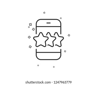 Star line icon. Feedback rating phone sign. Customer satisfaction symbol. Geometric shapes. Random cross elements. Linear Star icon design. Vector