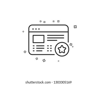 Star line icon. Feedback rating sign. Web favorite symbol. Geometric shapes. Random cross elements. Linear Favorite icon design. Vector