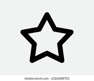 Icono de línea de estrella. Marcador de navidad de tasa favorita de cinco puntos Marcador gráfico blanco negro Material gráfico Forma de dibujo Símbolo de signo Vector EPS