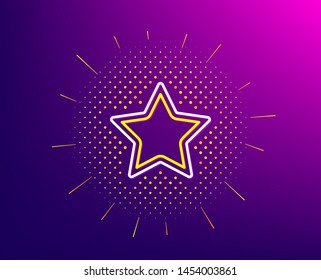 Star line icon. Halftone pattern. Best rank sign. Bookmark or Favorite symbol. Gradient background. Star line icon. Yellow halftone pattern. Vector