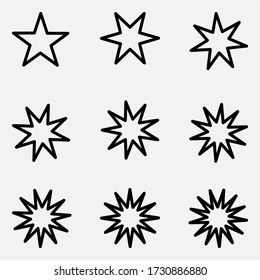 diseño vectorial de conjunto de iconos de línea estrella