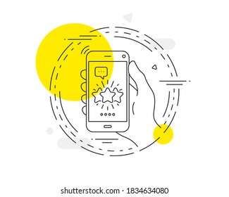 Star line icon. Mobile phone vector button. Feedback rating sign. Customer satisfaction symbol. Star line icon. Abstract concept badge. Vector