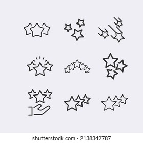 Juego de iconos de línea de estrella. Star Rating, revisión