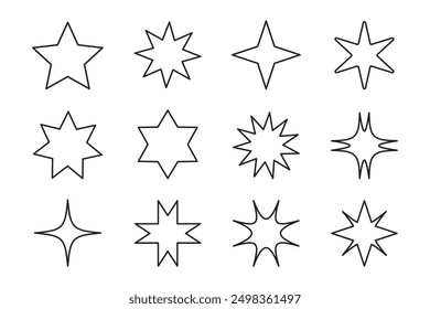 Conjunto de iconos de línea de estrella. Estilo simple. Ilustración vectorial.